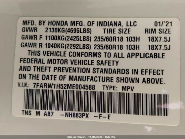 7FARW1H52ME004588 Honda Cr-v 2wd Ex