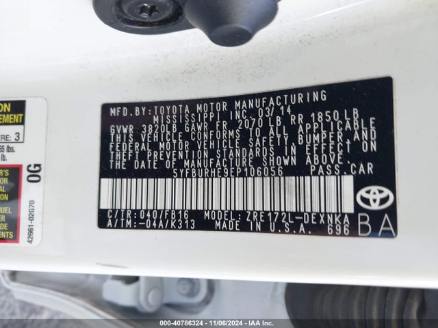 Toyota Corolla Le Plus 2014 5YFBURHE9EP106056 Image 9