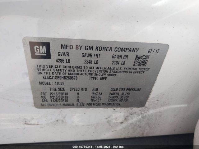 KL4CJ1SB9HB260678 Buick Encore Sport Touring