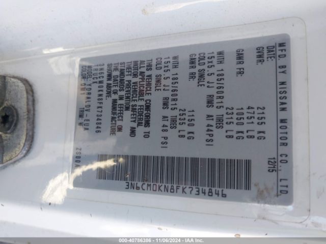 3N6CM0KN8FK734846 Nissan Nv200 S/sv
