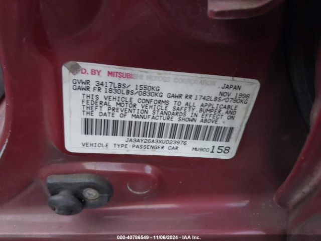 1999 MITSUBISHI MIRAGE JA3AY26A3XU023976 Photo 8