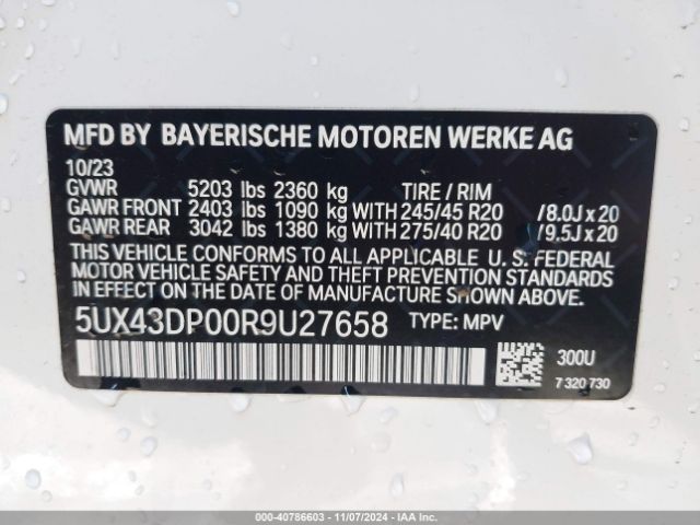 5UX43DP00R9U27658 BMW X3 Sdrive30i