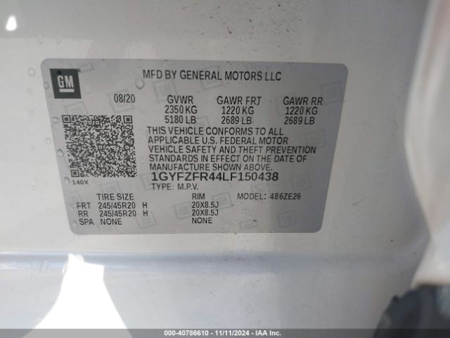 1GYFZFR44LF150438 Cadillac Xt4 Awd Sport