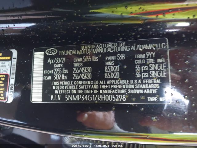 5NMP34G17RH005298 Hyundai Santa Fe Hybrid Limited