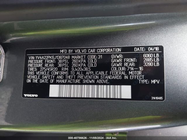 YV4A22PK6J1387048 Volvo Xc90 T6 Momentum