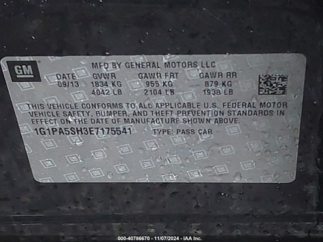 1G1PA5SH3E7175541 Chevrolet Cruze Ls Auto