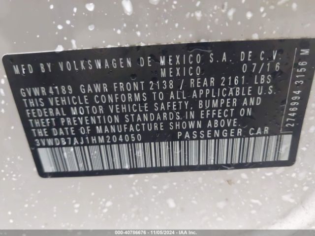 3VWDB7AJ1HM204050 Volkswagen Jetta 1.4t Se