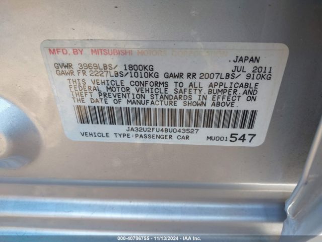 2011 MITSUBISHI LANCER JA32U2FU4BU043527 Photo 8