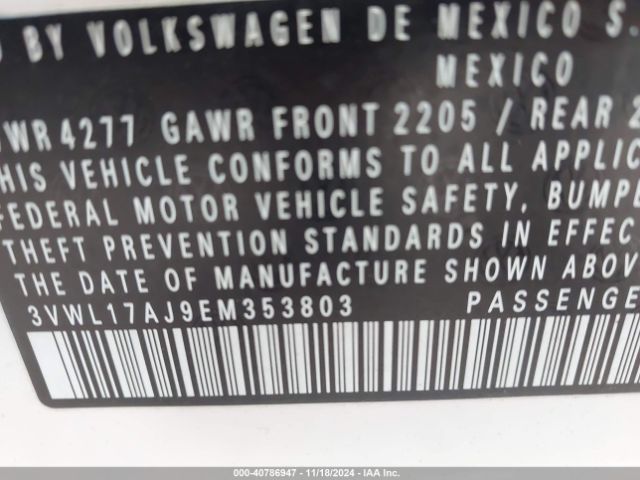 3VWL17AJ9EM353803 Volkswagen Jetta 1.8t Sel