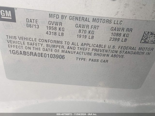 1G6AB5RA0E0103906 Cadillac ATS LUXURY