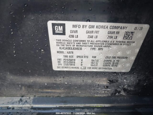 KL4CJASB3LB349235 Buick Encore Fwd Preferred