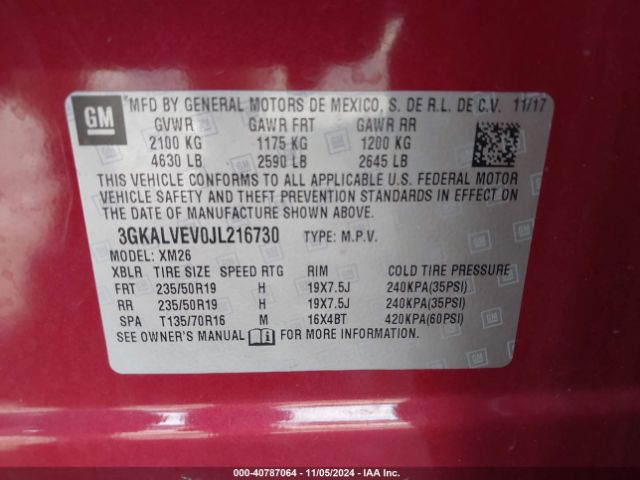 3GKALVEV0JL216730 GMC Terrain Slt