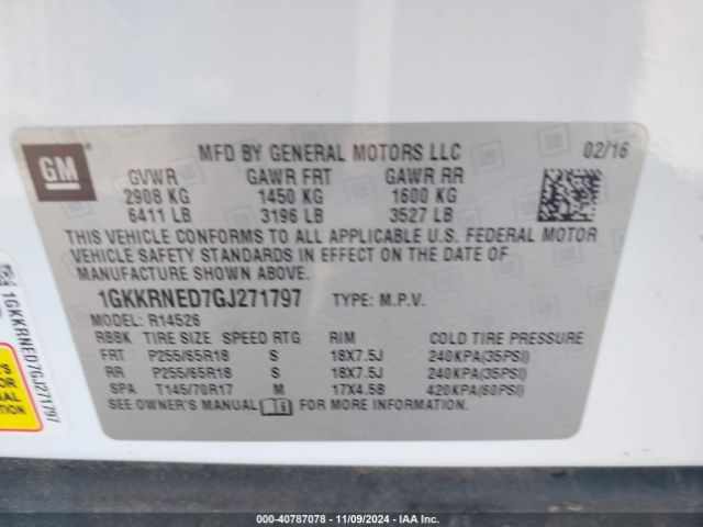 1GKKRNED7GJ271797 GMC Acadia Sle-1