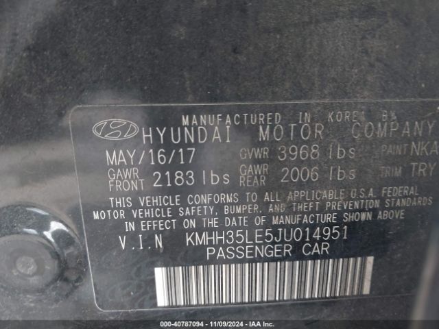KMHH35LE5JU014951 Hyundai ELANTRA GT