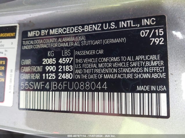 55SWF4JB6FU088044 Mercedes-Benz C 300 Luxury/sport