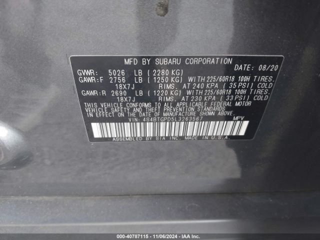 4S4BTGPD5L3263567 Subaru Outback Touring Xt