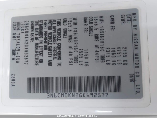 Nissan Nv200 S 2016 3N6CM0KN2GK692577 Image 9