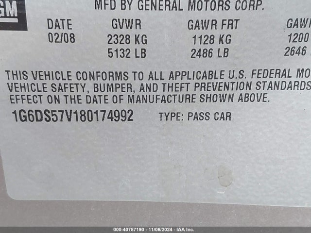 2008 CADILLAC CTS 1G6DS57V180174992 Photo 8