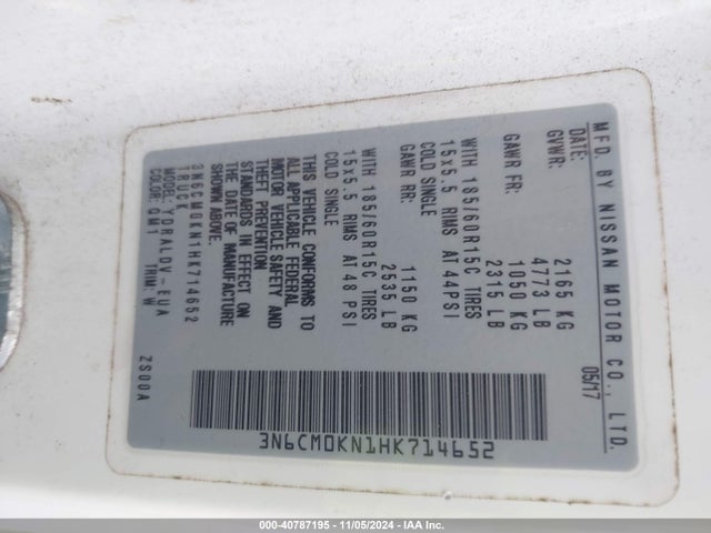 Nissan Nv200 S 2017 3N6CM0KN1HK714652 Image 9
