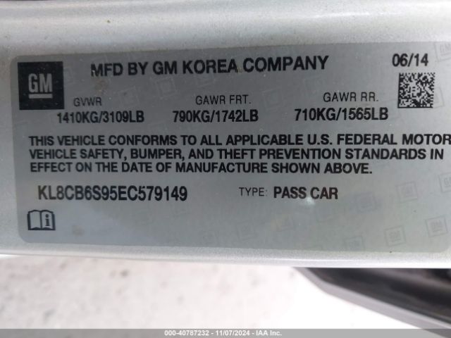 KL8CB6S95EC579149 Chevrolet Spark Ls Auto