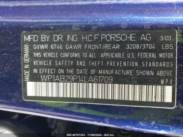 2004 PORSCHE CAYENNE WP1AB29P14LA61709 Photo 8