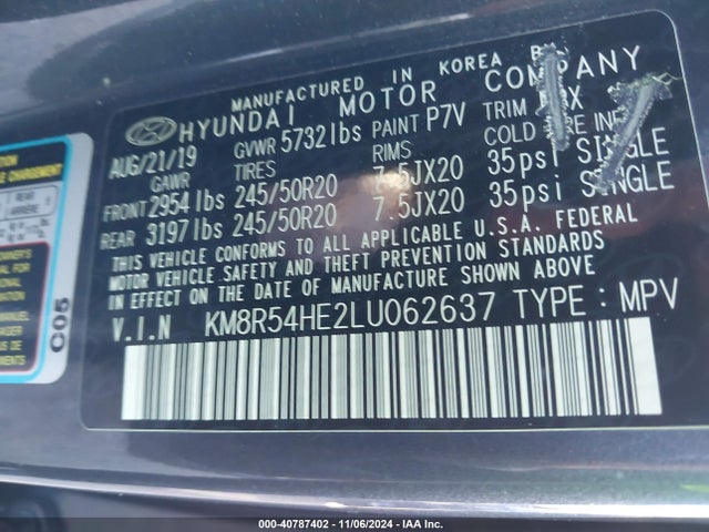 Hyundai Palisade Limited 2020 KM8R54HE2LU062637 Image 9