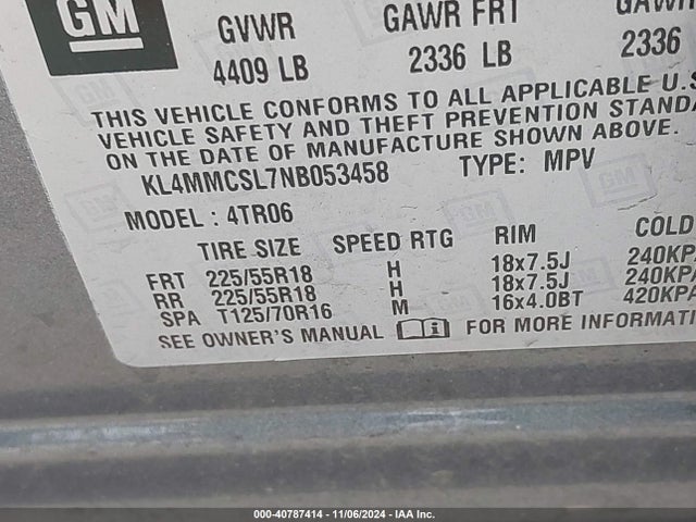KL4MMCSL7NB053458 Buick Encore Gx Awd Preferred