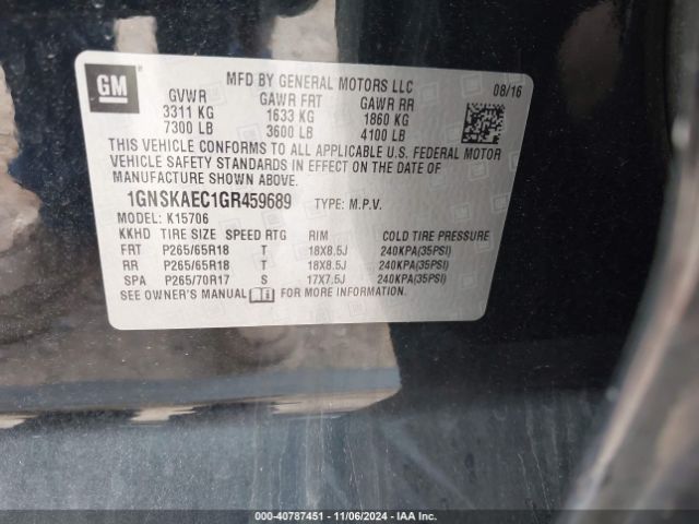 1GNSKAEC1GR459689 Chevrolet Tahoe Ls