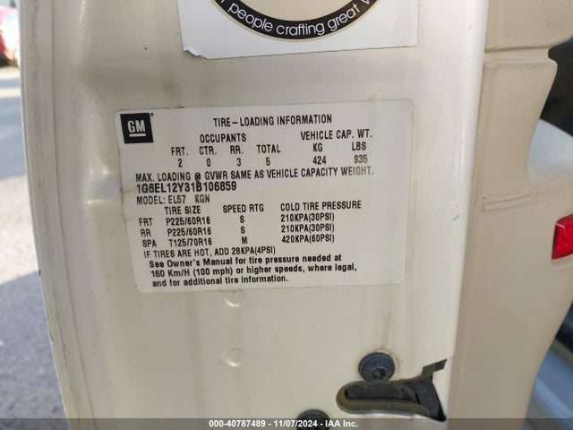 2001 CADILLAC ELDORADO 1G6EL12Y31B106859 Photo 8