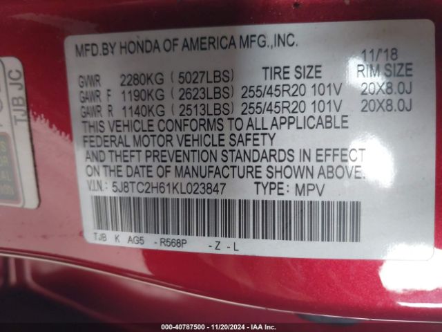 5J8TC2H61KL023847 Acura Rdx A-spec Package