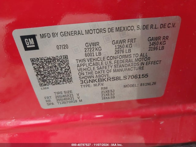 Chevrolet Blazer Awd Rs 2020 3GNKBKRS8LS706155 Image 9