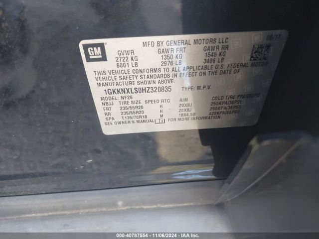 1GKKNXLS0HZ320835 GMC Acadia Denali