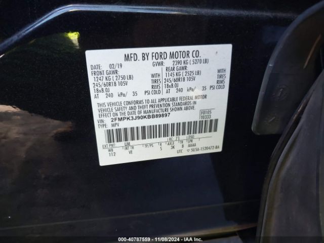 2FMPK3J90KBB89897 Ford EDGE SEL