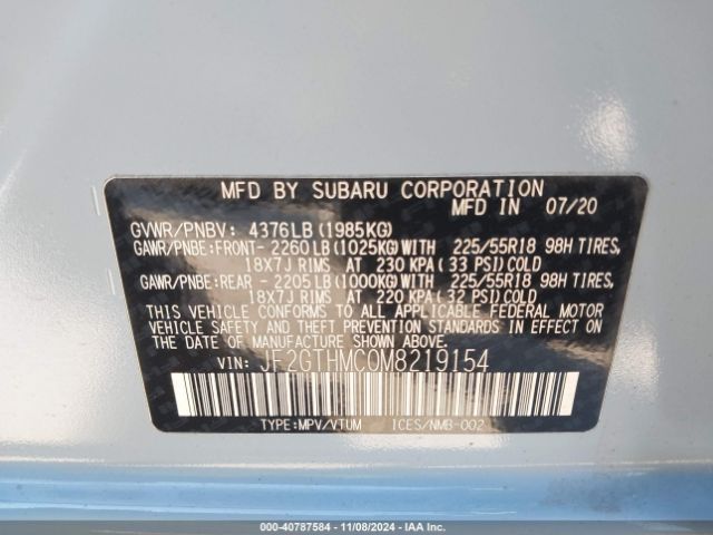 JF2GTHMC0M8219154 Subaru Crosstrek Limited