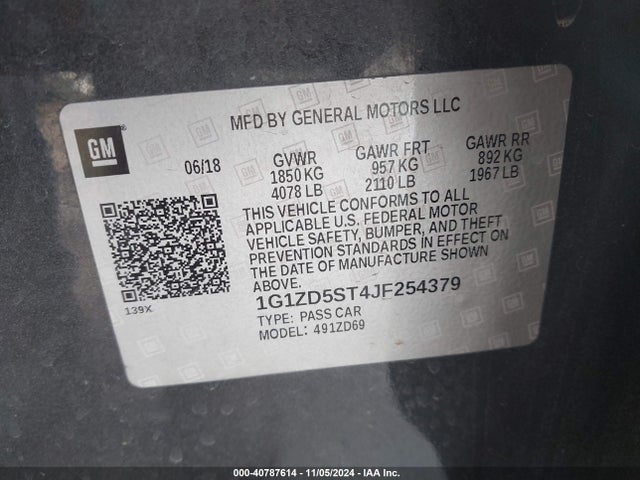Chevrolet MALIBU LT 2018 1G1ZD5ST4JF254379 Image 9