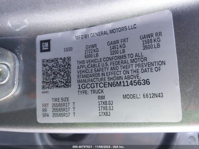 1GCGTCEN6M1145636 Chevrolet Colorado 4wd  Short Box Lt