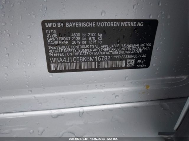 WBA4J1C58KBM16782 BMW 430i Gran Coupe