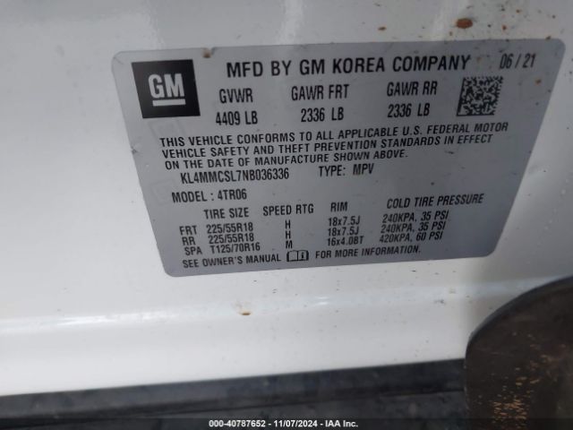 KL4MMCSL7NB036336 Buick Encore Gx Awd Preferred