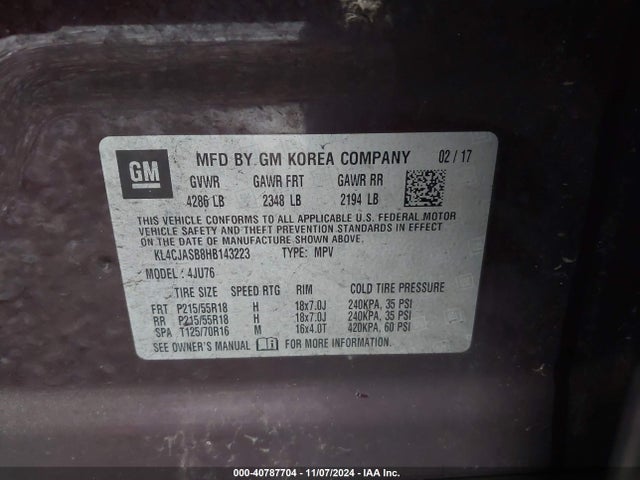 Buick Encore Preferred 2017 KL4CJASB8HB143223 Image 9