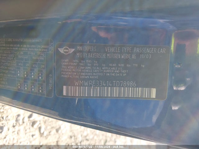 2004 MINI COOPER S WMWRE33414TD78986 Photo 8