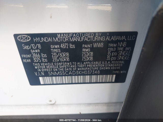 Hyundai Santa Fe Ultimate 2019 5NMS5CAD3KH037348 Image 9