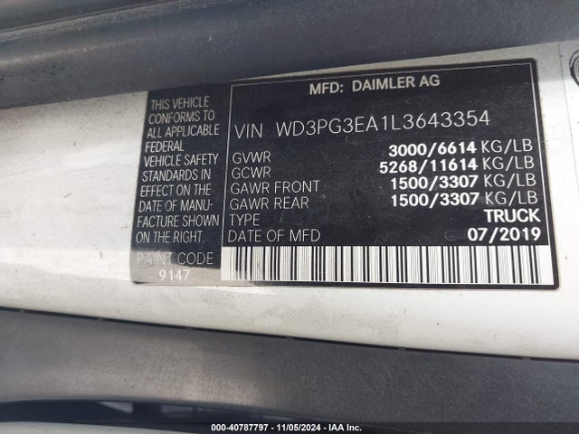 WD3PG3EA1L3643354 Mercedes-Benz Metris