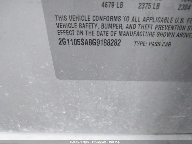 Chevrolet IMPALA 1LT 2016 2G1105SA8G9188282 Image 9