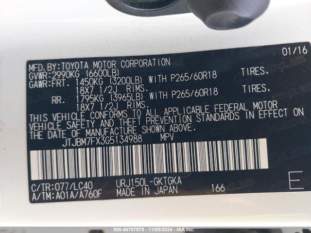 Lexus 460 2016 JTJBM7FX3G5134988 Image 9