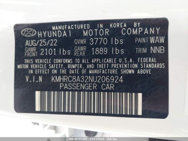 KMHRC8A32NU206924 Hyundai Venue Sel