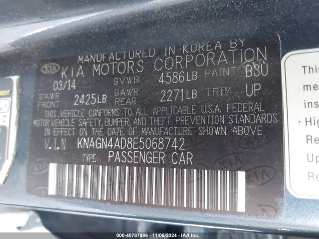 KIA Optima Hybrid Ex 2014 KNAGN4AD8E5068742 Image 9