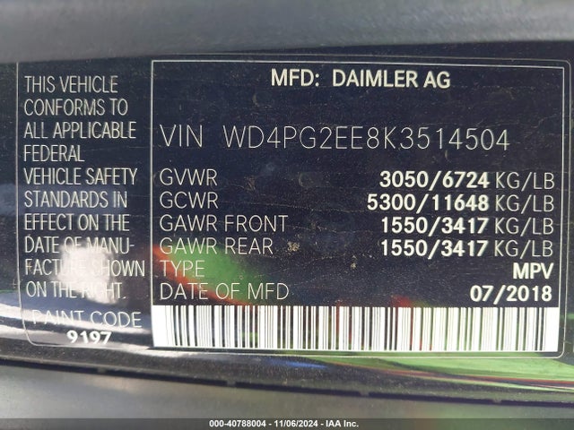 WD4PG2EE8K3514504 Mercedes-Benz Metris
