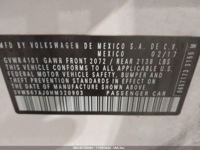 3VWB67AJ0HM320903 Volkswagen Jetta 1.4t Se