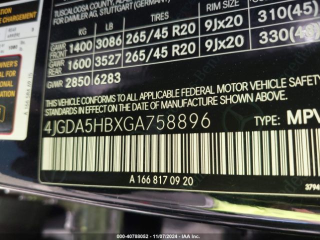 4JGDA5HBXGA758896 Mercedes-Benz Gle 350 4matic