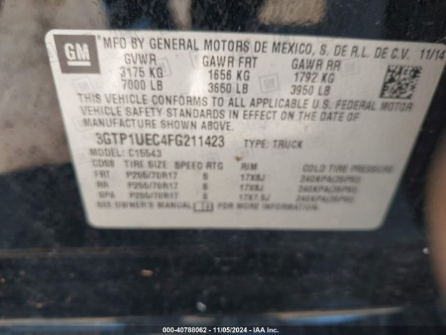 3GTP1UEC4FG211423 GMC Sierra 1500 Sle